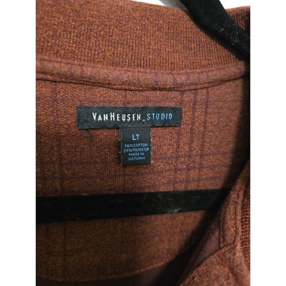 VanHeusen Men's Vintage Look Brown Long Sleeve Polo Size Large Tall - Picture 3 of 6